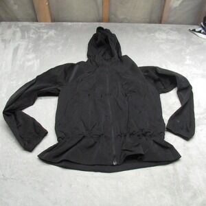 Lululemon Jacket Women 4 Black Pack It Up Full Zip Hooded Peplum Hem Windbreaker